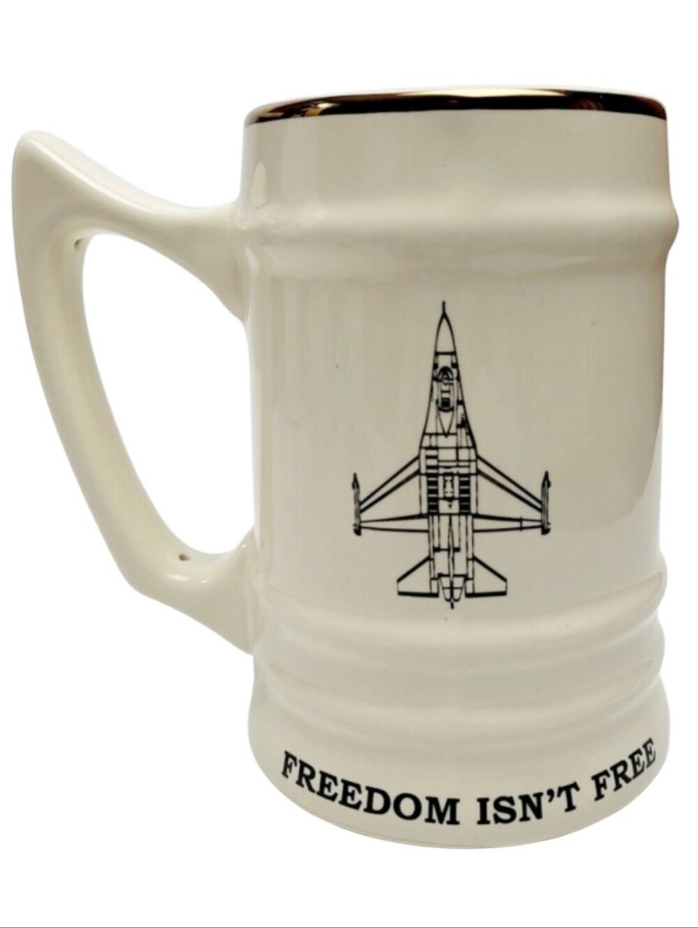 Vintage Tankard One Folds of Honor Wingman Military Beer Stein Mug Gold Rim